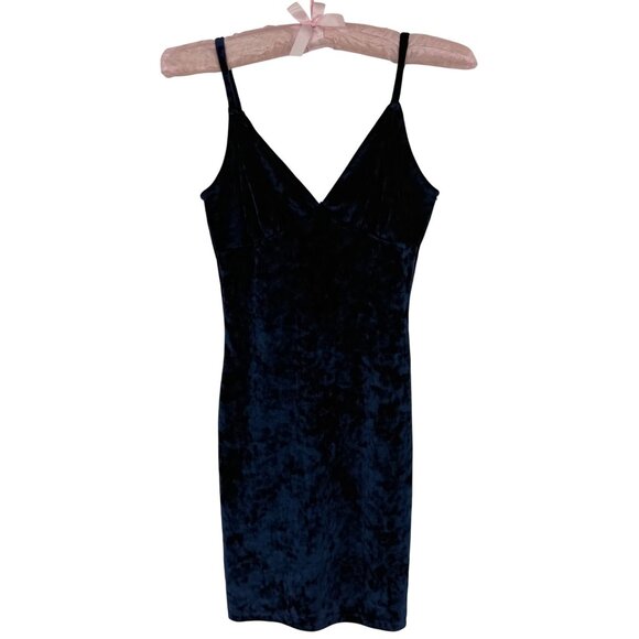 Joe & Elle Crushed Velvet Blue Bodycon Mini Dress • Femme Fatale Siren Vampy Y2K - Picture 11 of 11